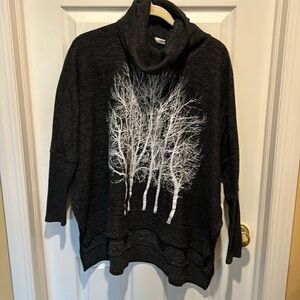 Cherish -  dark gray turtleneck sweater trees